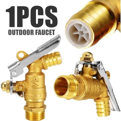 Outdoor Garden Faucet Machine Mop Tap Brass Faucet 1/2" 2cm Thread Diameter Lockable Faucet Locked Brass Water Tap 1Pcs