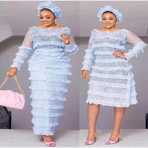 New blue guipure lace thread fabric high quality lace African lace fabric Nigeria wedding and party sewing fabric CD4433