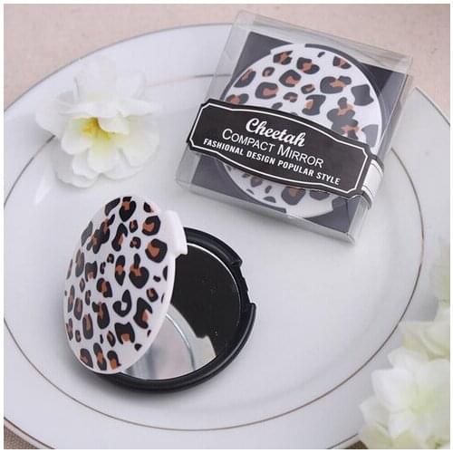 2016 New Fashion Leopard small round Ms. portable mirror Wedding Favor and gift business promotional gifts