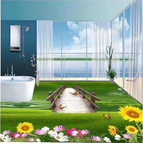 Beibehang Wallpaper custom wallpaper mural 3D nature floor thick wear-resistant bathroom floor painting Papel de parede