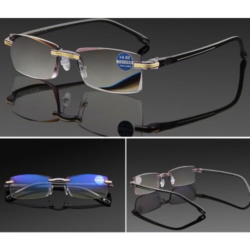 Square Reading Glasses Men Anti Blue Light Blocking Glasses for Women Rimless Presbyopic Glasses Male Computer Fashion Eyewear
