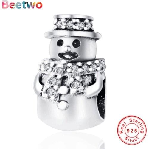 Fit Original Pandora Bracelet 925 Silver Charms Christmas snowman Charm Beads Pendant For Jewellery Making Women Berloque