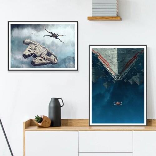 Sci-Fi Movie Poster Star Destroyer Falcon Wing Fighter Art Prints Fantastic Picture Canvas Painting Home Wall Decor