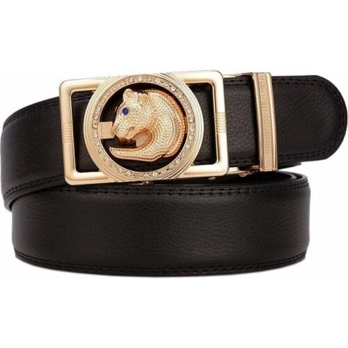 Genuine leather belt men simple jaguar fashion classic vintage mens belt quality luxury fashion alloy belts for men 3.5cm width