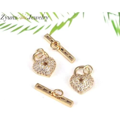 5PCS, CZ Heart Clasps Buckle Connector Women Jewelry Making DIY Micro-inlaid Zircon Bracelet Necklace Accessories
