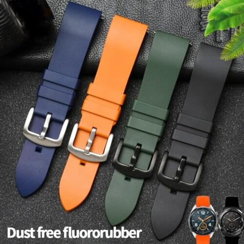 Genuine Fluorine Rubber Watch Strap 20mm 22mm Watchbands High Quality Universal Interface Dust-proof Watch Bracelet Accessory