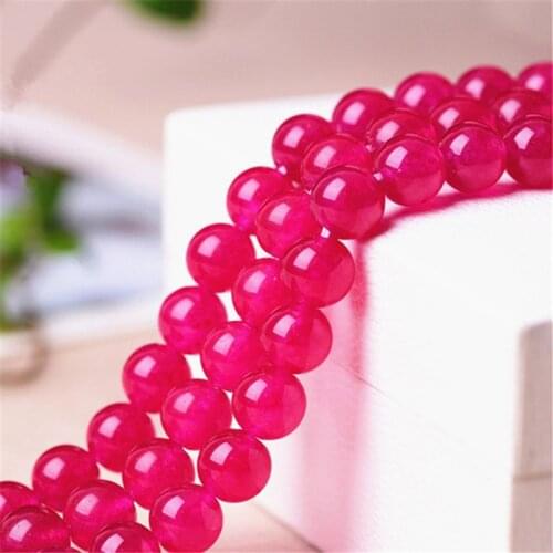 RONGQING Grade 5A Rose Color Chalcedony Loose Beads for Jewelry Making DIY 4MM,6mm,8mm,10mm,12mm,14mm