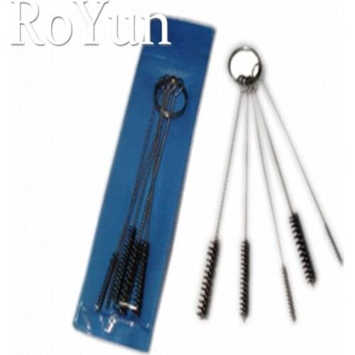 RoYun 5Pcs/Set Tattoo Machine Equipment Gun Grip Tube Tip Cleaning Brush Brushes