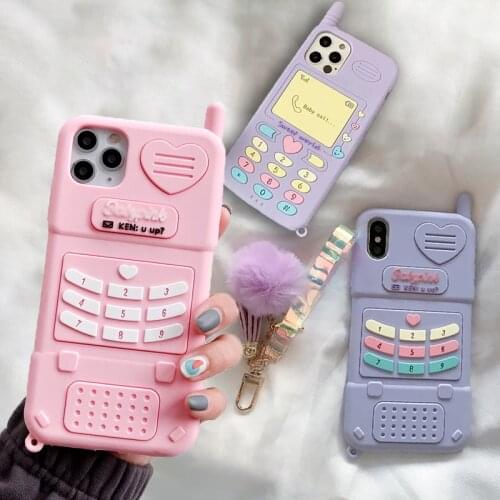 Cute Pink Love Heart Kid Girl Gift Phone Case For iphone 12 11 Pro XS Max mini 6S 7 8 Plus XR X SE 2020 Soft Silicone Back Cover