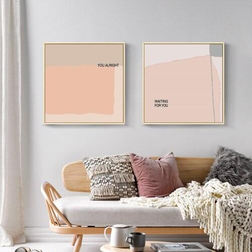 Nordic Style Coral Pink Geometric Pattern Art Canvas Abstract Painting Wall Art Poster and Print Picture Modern Home Decoration
