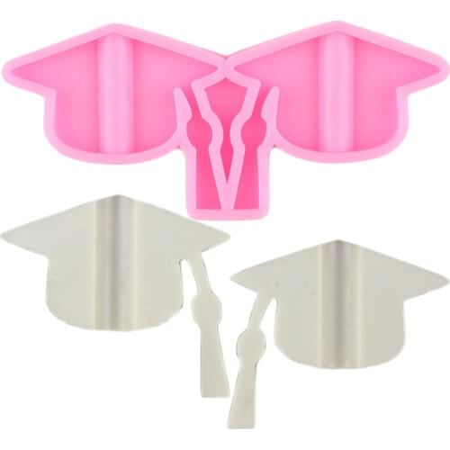 PhD Graduation Hat Straw Topper Silicone Mold Candy Chocolate Fondant Cake Decorating Tools Keychain Epoxy Resin Moulds