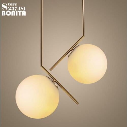 Modern Nordic cord pendant lamp Milky glass ball gold copper hanging lights for dining room