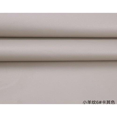 High Quality Micro Sheep pattern 6# Khaki PU Leather fabric with little elastic for furniture clothes bag material(50x138cm)