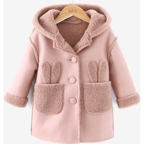 Girl suede coat childrens long coat thick