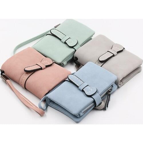 Women Hasp Zipper Short Wallets Casual Solid With Belt Money Bag Coin Change Mini Handbag Clutch Bag Female Purse