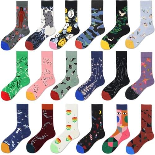 PEONFLY Women Socks Funny Cartoon Swan Shell Seaweed Flower Fashion Kawaii Harajuku Happy Street Hip Hop Vintage Female Hosiery