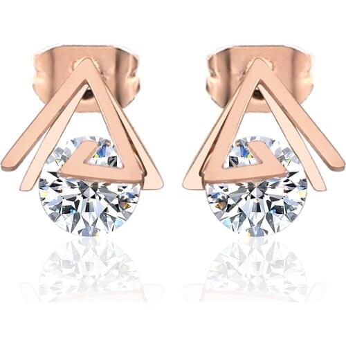 OUFEI Stainless Steel Jewelry Woman Vogue 2019 Rose Gold Crystal Charm Stud Earrings For Women Jewelry Accessories