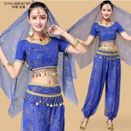 Belly Dance Costume Sets Women Bollywood Oriental Dance Indian Dresses Top&Pants Stage Clothes Belly Dance Performance Suit