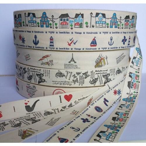 1'' 25mm 10yards/lot Retro Style Single-face Craft Fabric Tape Cartoon Cotton Ribbon Fit Children DIY Decoration,Gift packaging