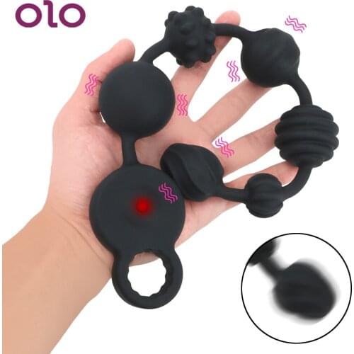 OLO 10 Frequency Anal Vibrator Butt Plug Pull Bead Prostata Massage Silicone Sex Toys for Couples Extra Long Anal Dilator