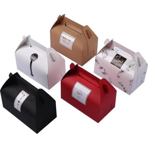 10Pcs Paper Muffins Bakery Wrapping Packing Cupcake Candy Boxes with Handle