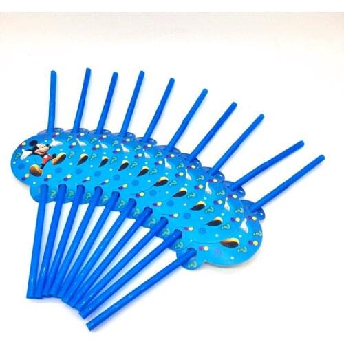 10pcs Disney Mickey Mouse Cartoon Plastic Straw Festival Drinking Straw Boy Birthday Party Straw Length 22cm Decoration Supply