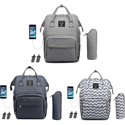 2019 Baby Diaper Bag With USB Interface Large Capacity Waterproof Nappy Bag Kits Mummy Maternity Travel Backpack Nursing Handbag