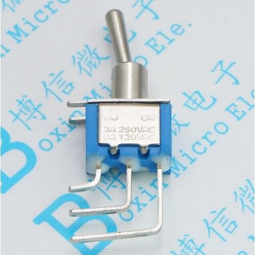 3Pcs/Lot Mini Mts-102C4 3-Pin Spdt G103 On-On 3A 250V Bent Toggle Switches Good Quality