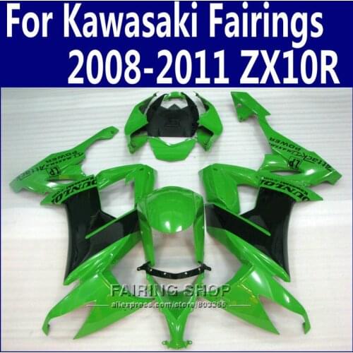 Glossy Fairings For Kawasaki Ninja zx10r 2008 2009 2010 2011 / 08 09 10 11 High quality green Fairing kit +EMS free n04