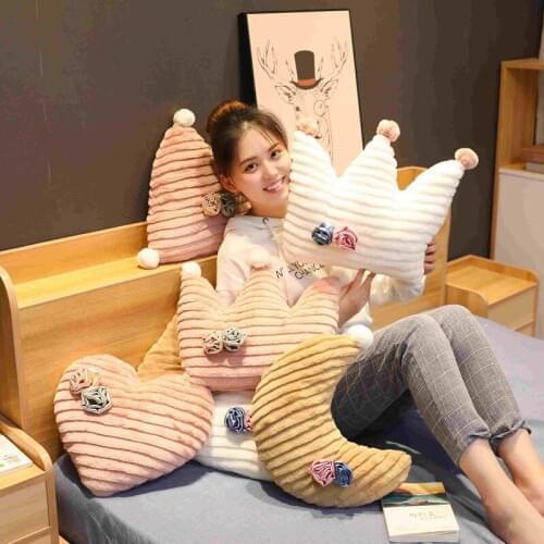 Short Plush Seat Cushion PP Cotton Core Star Moon Heart Crown Toy Doll Sofa Cushion Pillow Home Decoration Soft Car Cushion