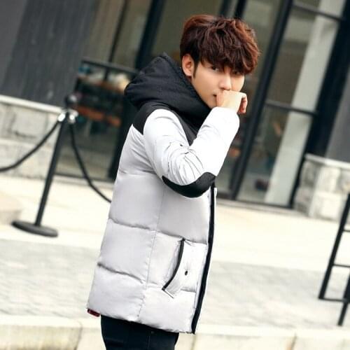 Winter mens hooded down jackets fashion Color patchwork Thick white duck down coat male Breathable windproof warm outwear Top