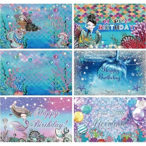 Mermaid Party Backdrops Underwater Sea Castle Fishes Coral Bubble Princess Newborn Photography Backgrounds Birthday Photocall