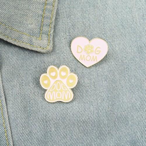 Cute Creative Pink Dog Footprints Love Heart Enamel Brooch Cartoon Fun Alloy Badge Collar Backpack Accessories Gifts for Friends