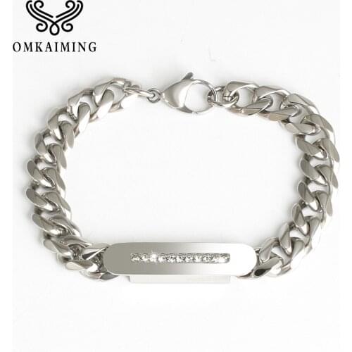 Mens 316L stainless steel inlaid Cuban bracelet mens jewelry factory outlet