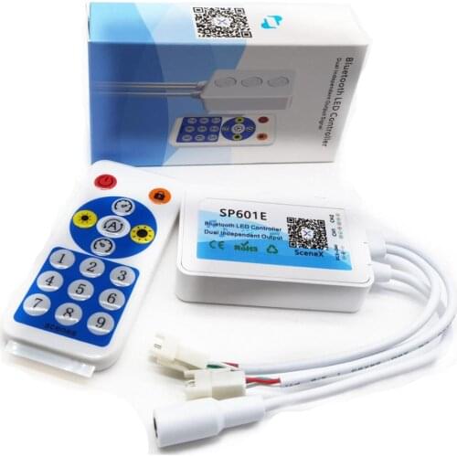 SP601E WS2812B WS2811 Music Controller Built In Mic Dual Signal Addressable Pixels LED RGB Strip Light IOS/Android App DC5V-24V