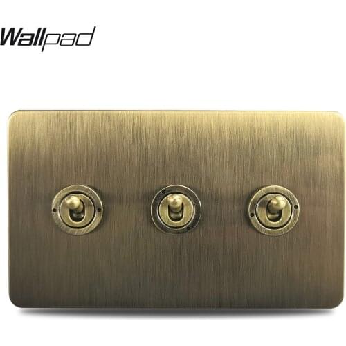3 Gang Wall Toggle Switch Antique Brass Panel Wallpad H6 Series 4 Colors Options 146x86mm