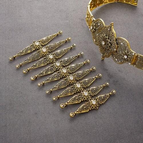 2021 March new design women belt chain metal waistband jewelry long adjustable length wedding caftan dress belt with breastplate