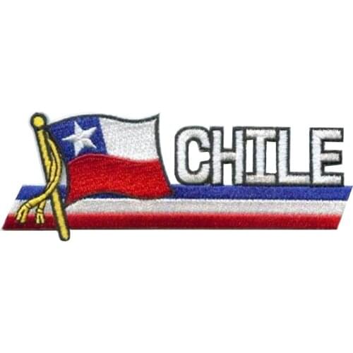 Chile Iron On Embroidery Flag Patches Twill Decorations for Clothes Clients Design are Welcome Custom and MOQ50pcs Fee Shipping
