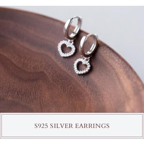 Real. 925 Sterling Silver PAVED clear white crystals CZ Open love heart Hoop Huggie Earrings jewelry GTLE1126