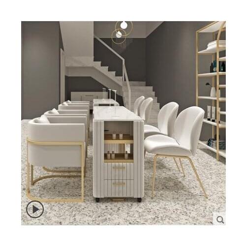 Net Red Golden Manicure Table and Chair Set Simple Modern Marble Double Manicure Shop Single Double Manicure Table