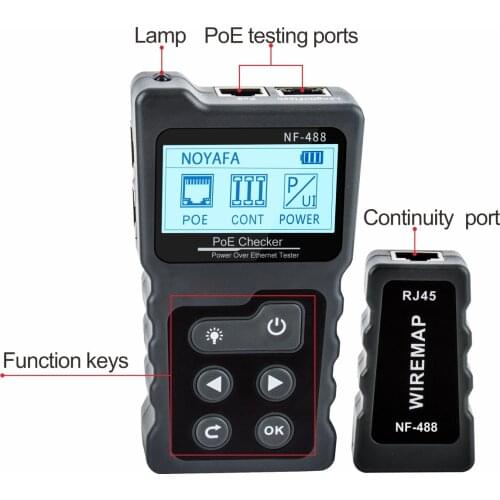 NOYAFA NF488 LCD Network PoE Checker RJ45 Digital Ethernet CAT5 CAT6 Lan Tester Detector Cable PoE Switch Tester Network Tools