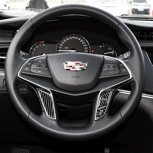Carbon Fiber Car Interior Decoration Steering Wheel Button Frame Cover Trim For Cadillac XT5 Car Decal Accessories Stickers