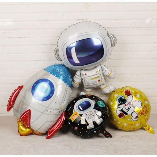 Outer Space Party Astronaut balloons Rocket Foil Balloons Galaxy Theme Party Boy Kids Birthday Party Decor Favors helium globals