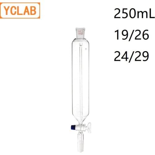YCLAB 250mL 19/26 & 24/29 Constant Pressure Funnel with Graduation High Temperature Resistance Glass Lab Chemistry Equipment