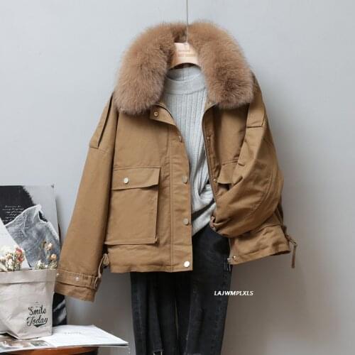 2020 New Real Large Natural Fox Fur 90% White Duck Down jacket Winter Women Thick Warm Parka Female Outwear Puffer Jacket YR283