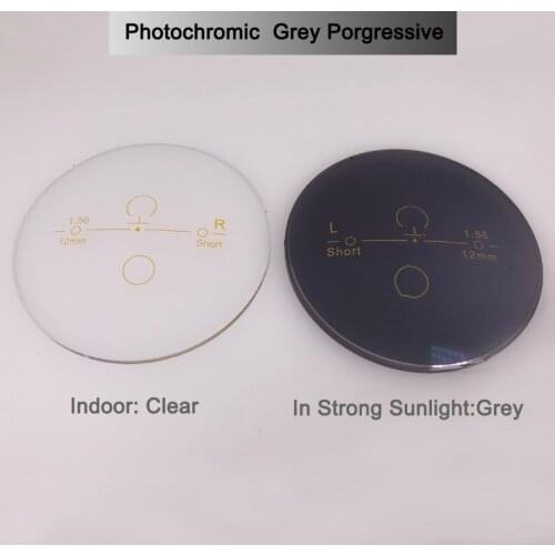 1.56 Photochromic Grey PGX Progressive Corrridor 12/14/17mm Prescription Customized RX Lens Anti-Reflective AR Coating