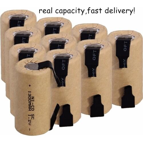 Real capacity 10 pcs SC battery 1.2V SUBC batteries rechargeable 1300mah for bosch for makita for metabo for dewalt power tools