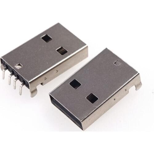 10pcs USB Connector 2.0 A type male plug right angle through hole PCB Mount 4 pin DIP type insulator