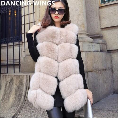 100/100 Real Luxury Fox Fur Vest Natural Fur Coat Medium-long O-neck Winter Jacket Women SH-26