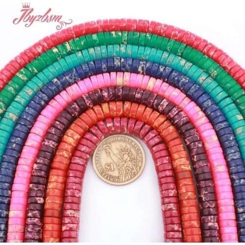 3x8mm Heishi Spacer Beads Sea Sediment Imperial Jaspers Stone for Women Men DIY Accessorie Necklace Bracelet Jewelry Making 15"